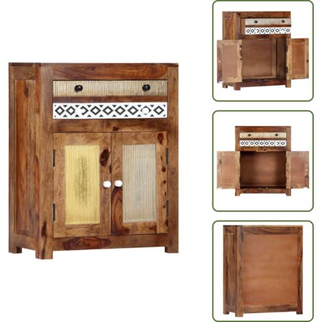 The Living Store Aparador de madera maciza de acacia 60x30x75 cm - Aparador de acacia