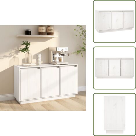 The Living Store Aparador de madera maciza de pino blanco 111x34x60 cm - Aparador de pino