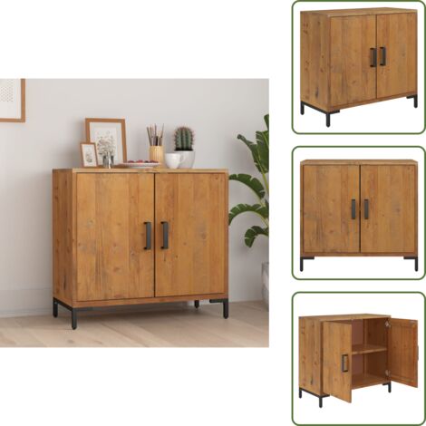 The Living Store Aparador de madera maciza de pino marrón 75x35x70 cm - Aparador vintage