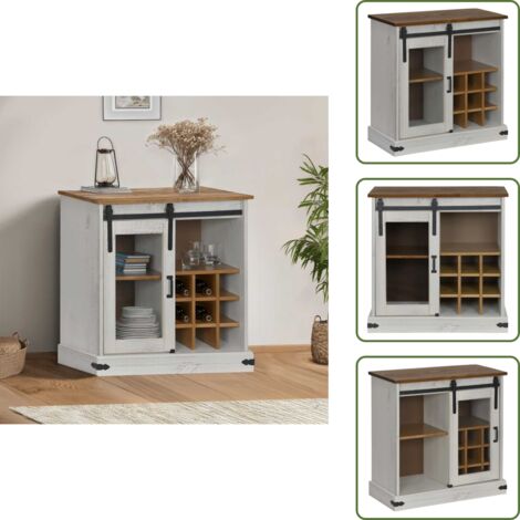 The Living Store Aparador HALDEN con puerta corredera blanco 80x40x80 cm - Almacenamiento
