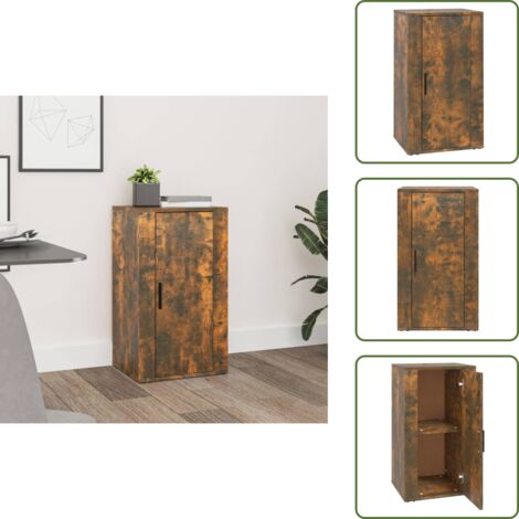 The Living Store Aparador madera contrachapada color roble ahumado 40x33x70 cm - Aparador de madera contrachapada