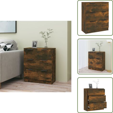 The Living Store Aparador madera contrachapada color roble ahumado 60x30x70 cm - Aparador de contrachapado