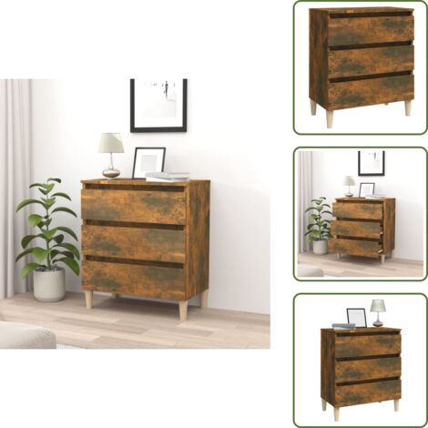 The Living Store Aparador madera contrachapada color roble ahumado 60x35x69 cm - Aparador de roble
