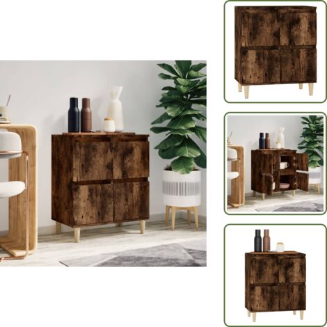 The Living Store Aparador madera contrachapada color roble ahumado 60x35x70 cm - Aparador de roble