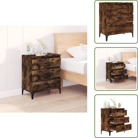 The Living Store Aparador madera contrachapada color roble ahumado 60x35x70 cm - Aparador de roble