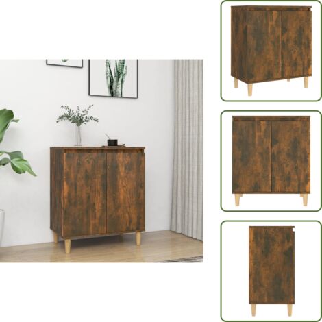 The Living Store Aparador madera contrachapada color roble ahumado 60x35x70 cm - Aparador roble ahumado