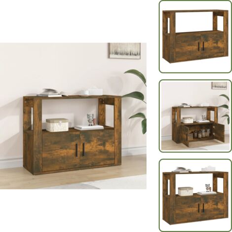 The Living Store Aparador madera contrachapada color roble ahumado 80x30x60 cm - Aparador de roble