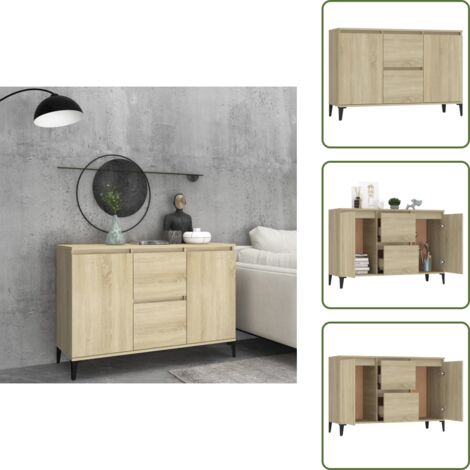 The Living Store Aparador madera contrachapada color roble Sonoma 102x35x70 cm - Aparador industrial