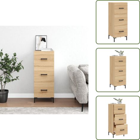The Living Store Aparador madera contrachapada color roble Sonoma 34,5x34x90 cm - Aparador de madera contrachapada