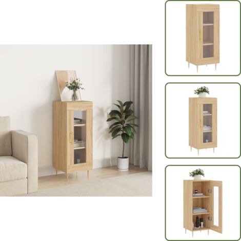 The Living Store Aparador madera contrachapada color roble Sonoma 34,5x34x90 cm - Aparador de roble