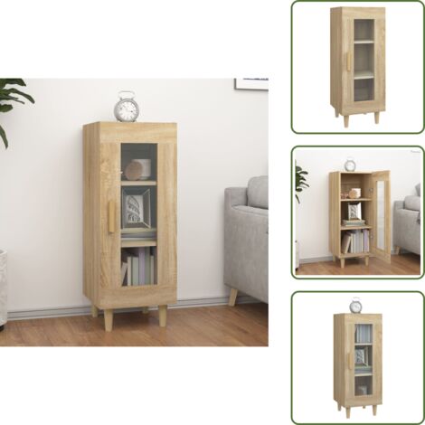 The Living Store Aparador madera contrachapada color roble Sonoma 34,5x34x90 cm - Aparador de roble