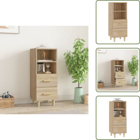 The Living Store Aparador madera contrachapada color roble Sonoma 34,5x34x90 cm - Aparador de roble