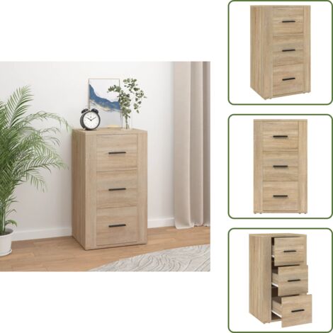 The Living Store Aparador madera contrachapada color roble Sonoma 40x33x70 cm - Aparador de madera contrachapada