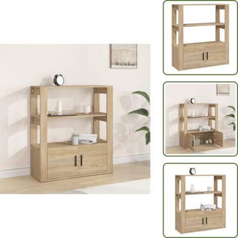 The Living Store Aparador madera contrachapada color roble Sonoma 80x30x90 cm - Aparador de roble