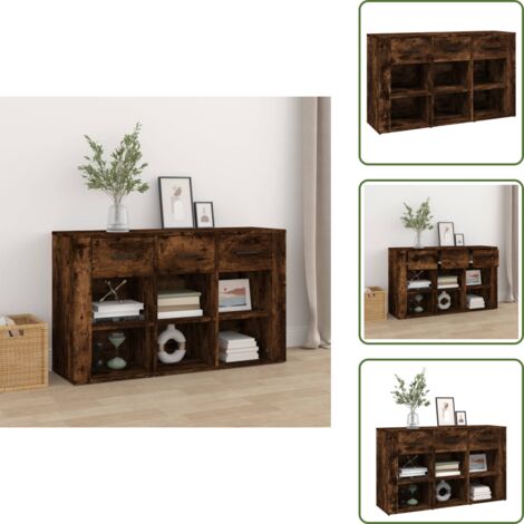 The Living Store Aparador madera contrachapada roble ahumado 100x30x59,5 cm - Aparador