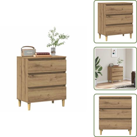 The Living Store Aparador madera contrachapada roble artisian 60x35x70 cm - Aparador de madera
