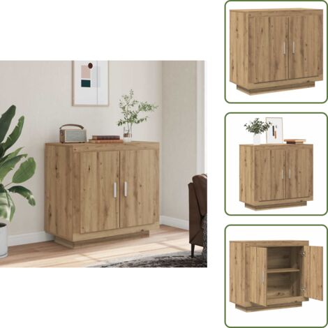 The Living Store Aparador madera contrachapada roble artisian 80x40x75 cm - Aparador roble