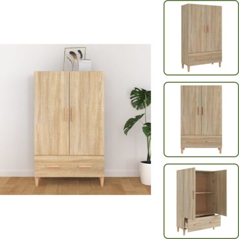 The Living Store Aparador madera contrachapada roble Sonoma 70x31x115 cm - Aparador alto