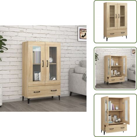 The Living Store Aparador madera contrachapada roble Sonoma 70x31x115 cm - Madera contrachapada