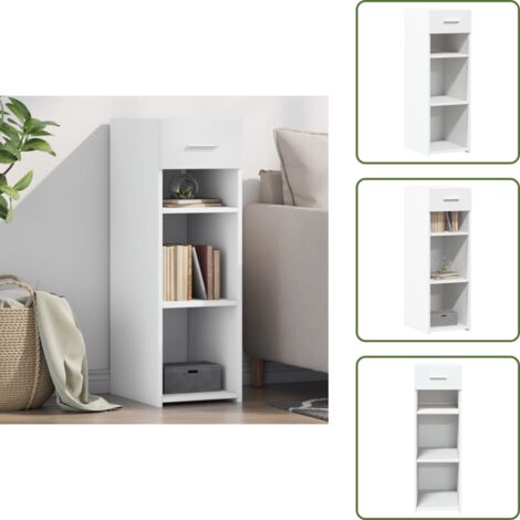 The Living Store Aparador madera de ingeniería blanco 30x42,5x93 cm - Almacenamiento