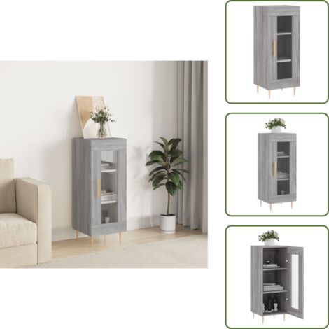 The Living Store Aparador madera de ingeniería gris Sonoma 34,5x34x90 cm - Almacenamiento