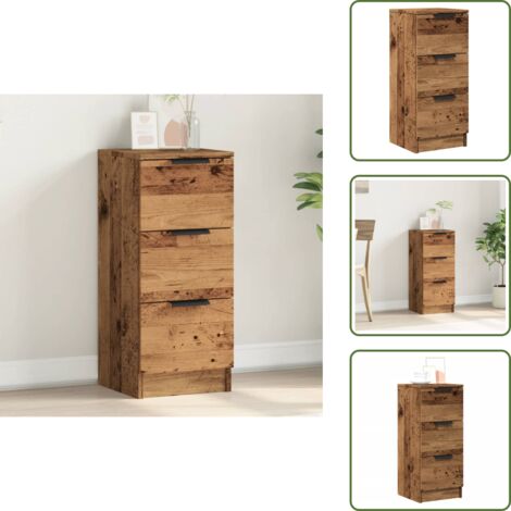 The Living Store Aparador madera de ingeniería madera envejecida 30x30x70 cm - Aparador de madera envejecida