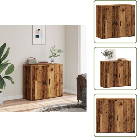 The Living Store Aparador madera de ingeniería madera envejecida 80x33x70 cm - Aparador de madera