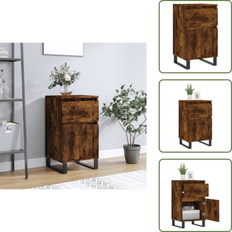 The Living Store Aparador madera de ingeniería roble ahumado 40x35x70 cm - Almacenamiento
