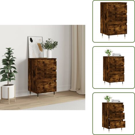 The Living Store Aparador madera de ingeniería roble ahumado 40x35x70 cm - Aparador de roble