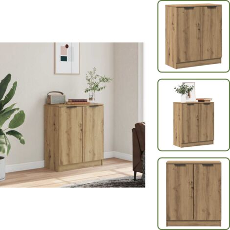 The Living Store Aparador madera de ingeniería roble artiasian 60x30x70 cm - Aparador de almacenamiento