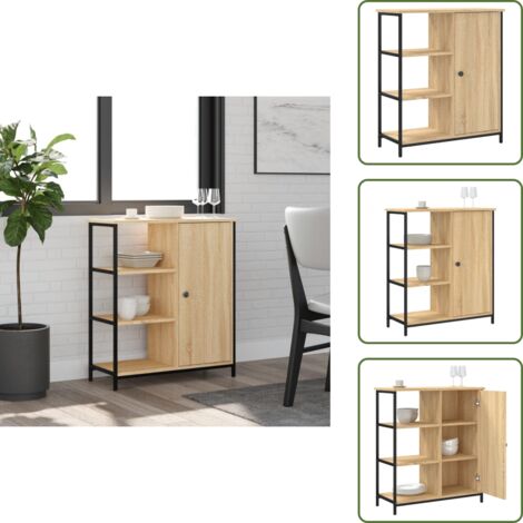 The Living Store Aparador Roble Sonoma 70x30x80 cm Madera de ingeniería - Aparador de ingeniería