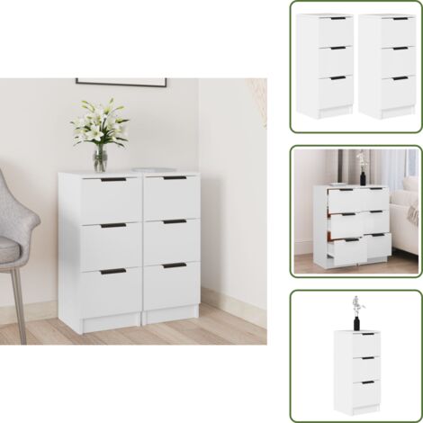 The Living Store Aparadores 2 uds madera contrachapada blanco 30x30x70 cm - Madera contrachapada