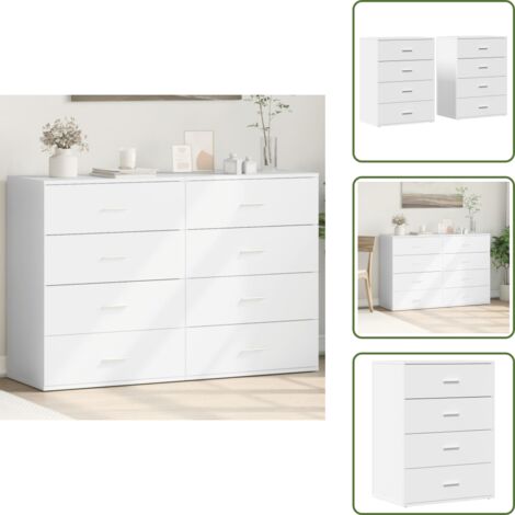 The Living Store Aparadores 2 uds madera de ingeniería blanco 60x39x80 cm - Aparadores de ingeniería