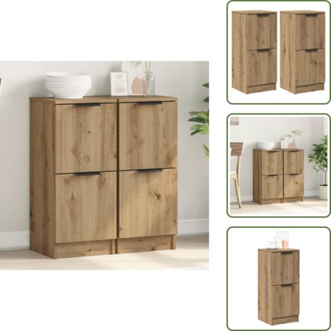 The Living Store Aparadores 2 uds madera ingeniería roble artisian 30x30x70 cm - Armario