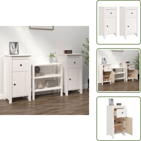 The Living Store Aparadores 2 uds madera maciza de pino blanco 40x35x80 cm - Aparadores de pino