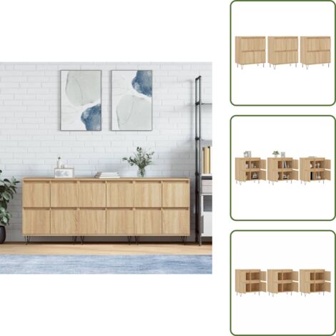 The Living Store Aparadores 3 uds madera contrachapada color roble sonoma - Aparadores de roble