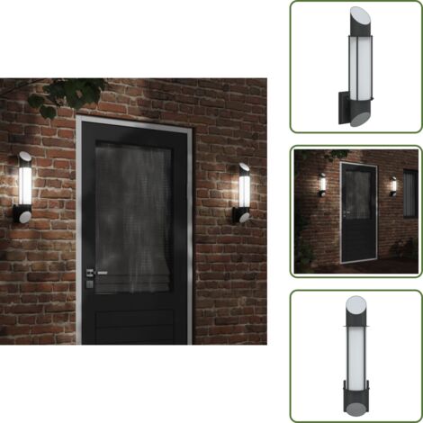 The Living Store Aplique de exterior de acero inoxidable negro - Lámpara de pared