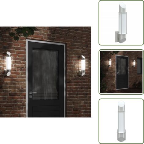 The Living Store Aplique de exterior de acero inoxidable plateado - Lámpara de pared