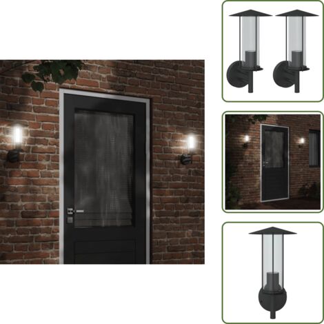 The Living Store Apliques de exterior 2 unidades acero inoxidable negro - Iluminación exterior