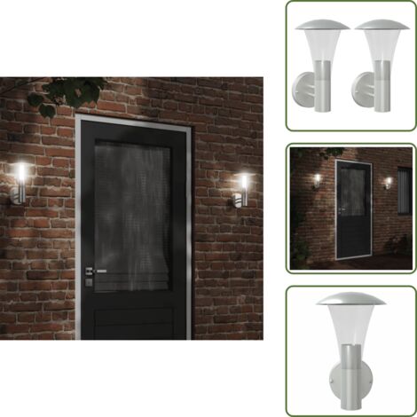 The Living Store Apliques de exterior 2 unidades acero inoxidable plateado - Apliques de pared