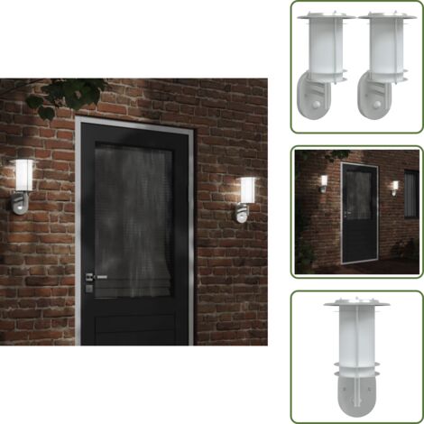 The Living Store Apliques de exterior con sensor 2 unidades acero inoxidable - Apliques de pared