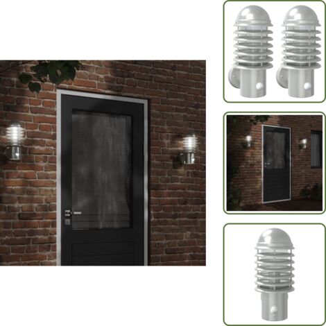 The Living Store Apliques de exterior con sensor 2 unidades acero inoxidable - Apliques de pared