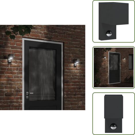 The Living Store Applique con Sensore Nera in Alluminio Pressofuso - Illuminazione esterna