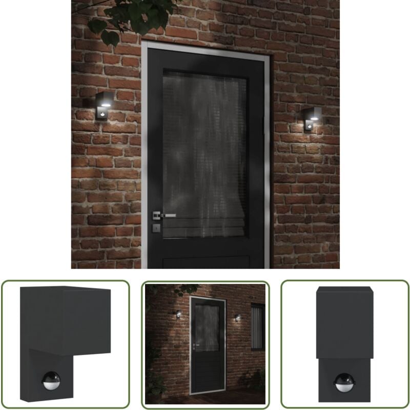 Applique murale d'extérieur avec capteurs noir - Applique Murale Exterieure - Éclairage Exterieur - Luminaire Mural - Sensor De Mouvement - Ip44