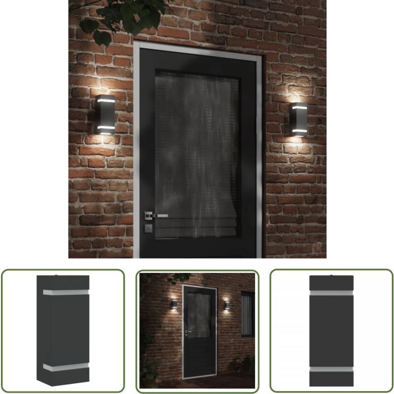 Applique murale d'extérieur noir acier inoxydable - Applique Murale Exterieure - Éclairage Extérieur - Luminaire Mural - Lampadaire Extérieur