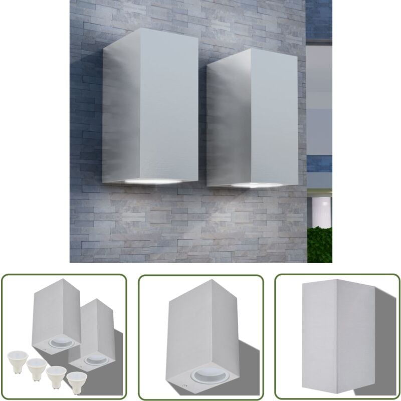 The Living Store Appliques murales d'extérieur 2 pcs Carré vers le bas/haut - Applique Murale Extérieure - Éclairage Extérieur - Luminaire Extérieur