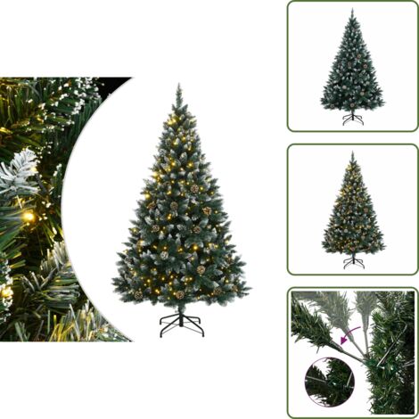 The Living Store Árbol de Navidad artificial con bisagras 300 LEDs 180 cm - Luces LED