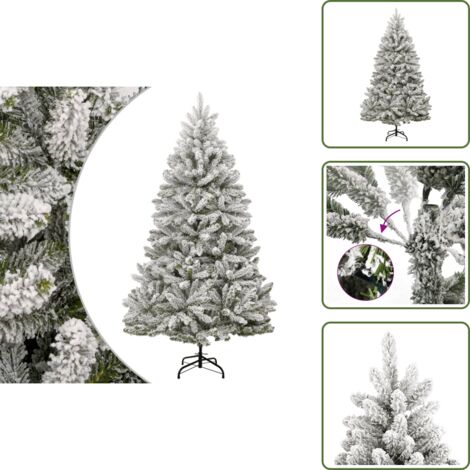 The Living Store Árbol de Navidad artificial con bisagras y nieve flocada 180 cm - Árbol de Navidad con bisagras