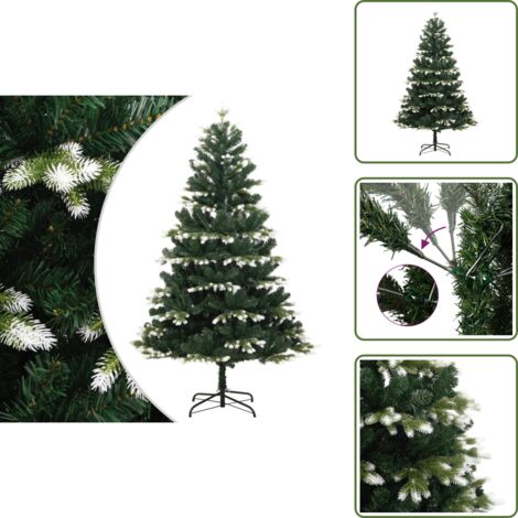 The Living Store Árbol de Navidad artificial con bisagras y nieve flocada 180 cm - Árbol de Navidad con bisagras
