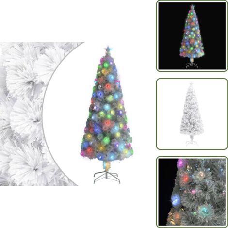 The Living Store Árbol de Navidad artificial con luces fibra óptica blanco 240cm - Luces LED